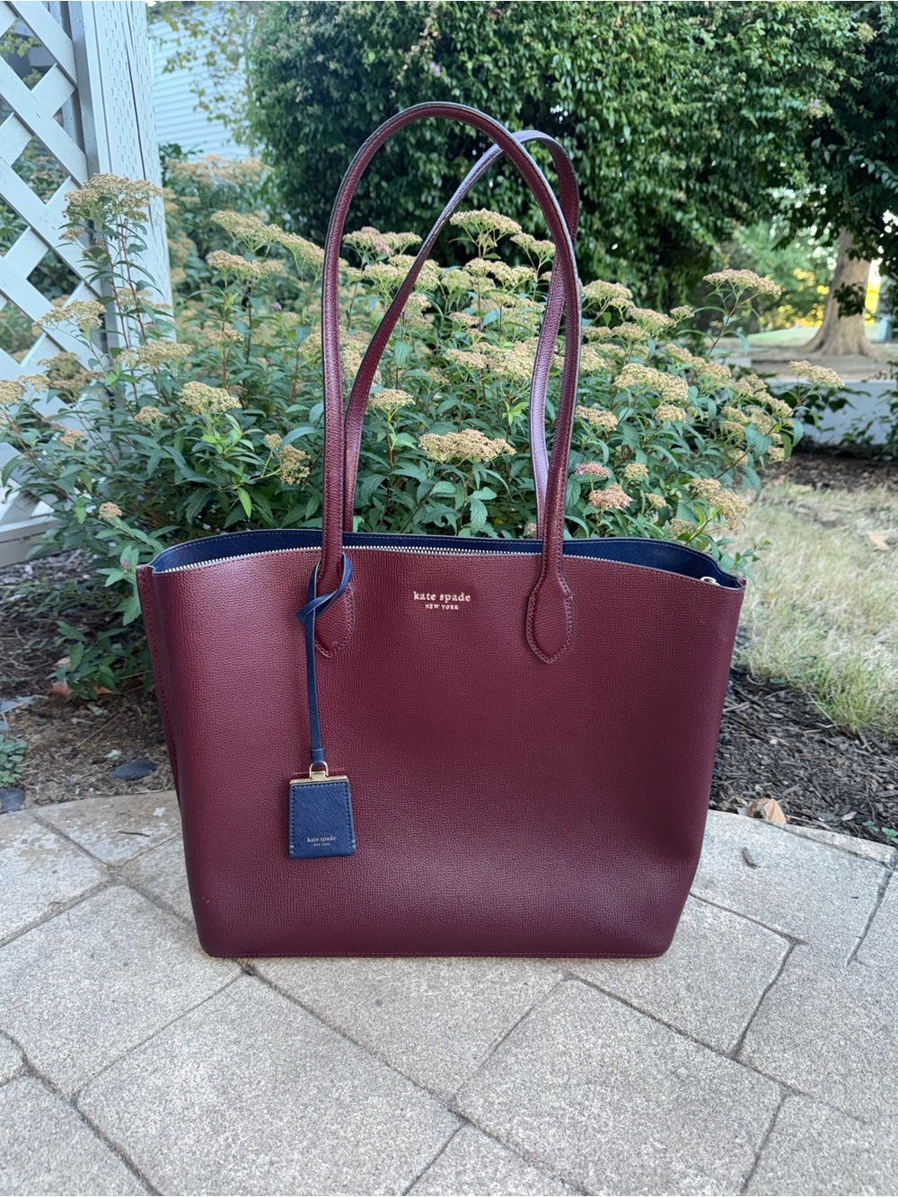 kate spade Burgundy and Navy Leather Tote
